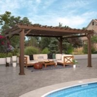16x12 ashford traditional steel pergola with sail shade soft canopy